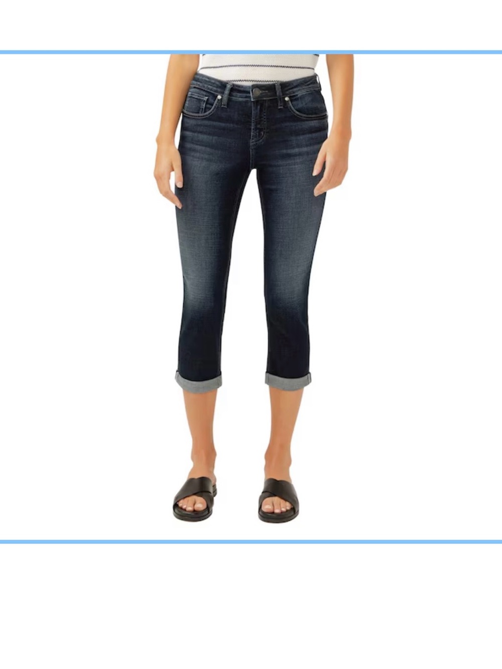 Silver Jeans Dark Indigo Cropped Cuffed Ankle Jeans